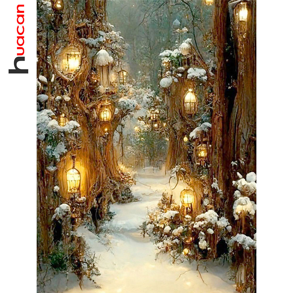 Resin Art Wallpaper - Huacan Diy Berlian mosaik musim dingin